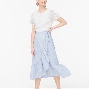 J. Crew Factory Ruffle Poplin Midi Skirt